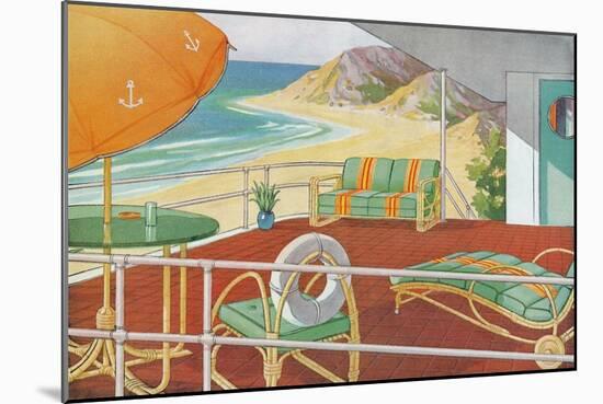 Deck Overlooking Beach-null-Mounted Art Print