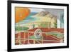 Deck Overlooking Beach-null-Framed Art Print