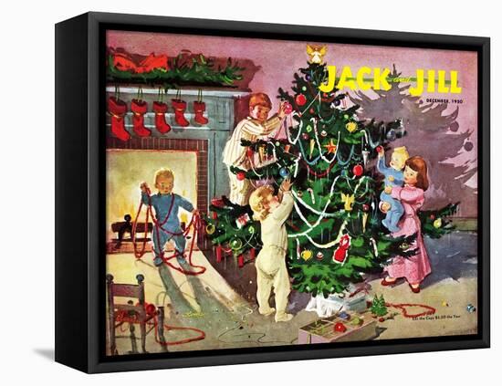 Deck the Halls - Jack and Jill, December 1950-Dorothea Cooke-Framed Stretched Canvas