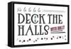 Deck the Halls with Holly (white background)-Lantern Press-Framed Stretched Canvas