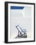 Deckchair Against Whitewashed Wall, Imerovigli, Santorini (Thira), Cyclades Islands, Greece-Lee Frost-Framed Photographic Print