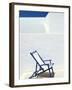 Deckchair Against Whitewashed Wall, Imerovigli, Santorini (Thira), Cyclades Islands, Greece-Lee Frost-Framed Photographic Print