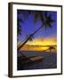 Deckchair on Tropical Beach by Palm Tree at Dusk and Blue Heron, Maldives, Indian Ocean-Papadopoulos Sakis-Framed Photographic Print