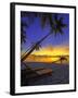 Deckchair on Tropical Beach by Palm Tree at Dusk and Blue Heron, Maldives, Indian Ocean-Papadopoulos Sakis-Framed Photographic Print