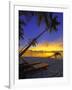 Deckchair on Tropical Beach by Palm Tree at Dusk and Blue Heron, Maldives, Indian Ocean-Papadopoulos Sakis-Framed Photographic Print