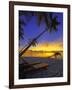 Deckchair on Tropical Beach by Palm Tree at Dusk and Blue Heron, Maldives, Indian Ocean-Papadopoulos Sakis-Framed Photographic Print