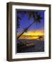 Deckchair on Tropical Beach by Palm Tree at Dusk and Blue Heron, Maldives, Indian Ocean-Papadopoulos Sakis-Framed Photographic Print