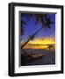 Deckchair on Tropical Beach by Palm Tree at Dusk and Blue Heron, Maldives, Indian Ocean-Papadopoulos Sakis-Framed Photographic Print