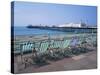 Deckchairs Above the Beach and the Palace Pier at Brighton, Sussex, England, United Kingdom, Europe-Rainford Roy-Stretched Canvas