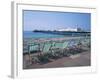 Deckchairs Above the Beach and the Palace Pier at Brighton, Sussex, England, United Kingdom, Europe-Rainford Roy-Framed Photographic Print