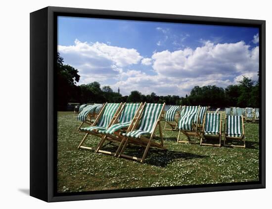 Deckchairs in Regents Park, London, England, United Kingdom-Adam Swaine-Framed Stretched Canvas