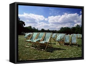 Deckchairs in Regents Park, London, England, United Kingdom-Adam Swaine-Framed Stretched Canvas