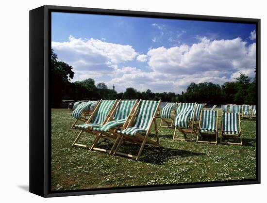 Deckchairs in Regents Park, London, England, United Kingdom-Adam Swaine-Framed Stretched Canvas