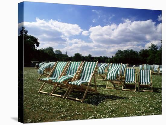 Deckchairs in Regents Park, London, England, United Kingdom-Adam Swaine-Stretched Canvas