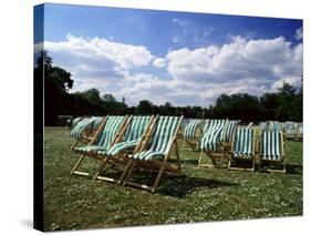 Deckchairs in Regents Park, London, England, United Kingdom-Adam Swaine-Stretched Canvas