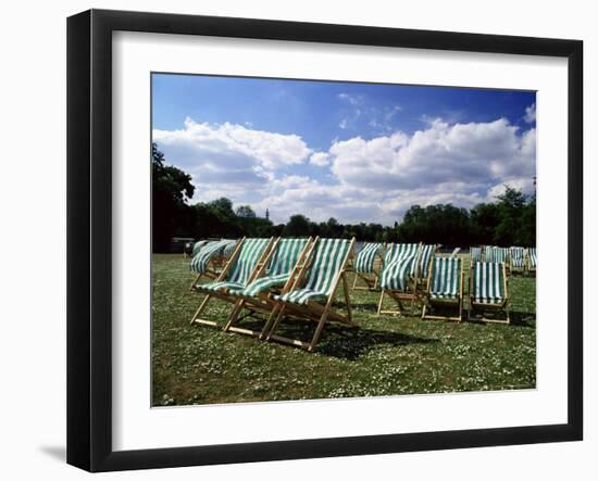 Deckchairs in Regents Park, London, England, United Kingdom-Adam Swaine-Framed Photographic Print