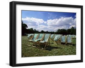 Deckchairs in Regents Park, London, England, United Kingdom-Adam Swaine-Framed Photographic Print