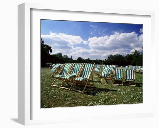 Deckchairs in Regents Park, London, England, United Kingdom-Adam Swaine-Framed Photographic Print