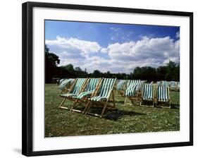 Deckchairs in Regents Park, London, England, United Kingdom-Adam Swaine-Framed Photographic Print