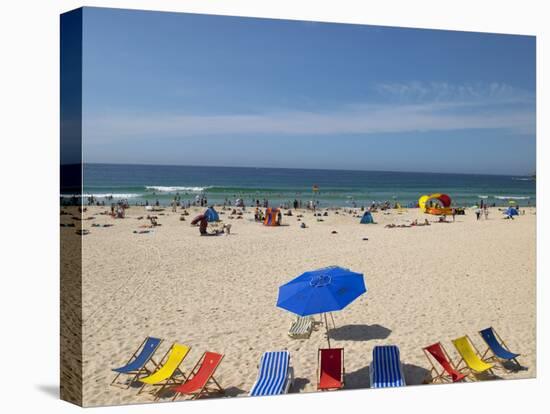 Deckchairs on Bondi Beach, Sydney, New South Wales, Australia-Mark Mawson-Stretched Canvas