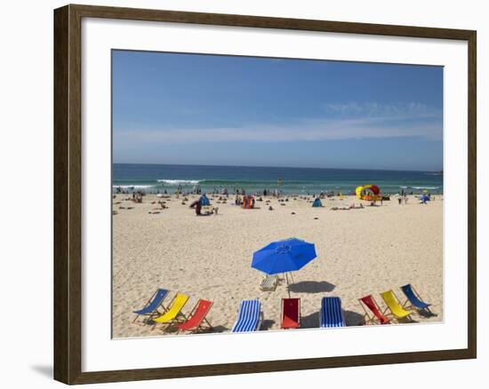 Deckchairs on Bondi Beach, Sydney, New South Wales, Australia-Mark Mawson-Framed Photographic Print