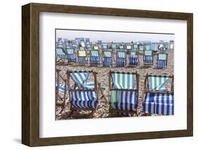 Deckchairs on the Beach at Beer, Devon, England, United Kingdom, Europe-Rob Cousins-Framed Photographic Print