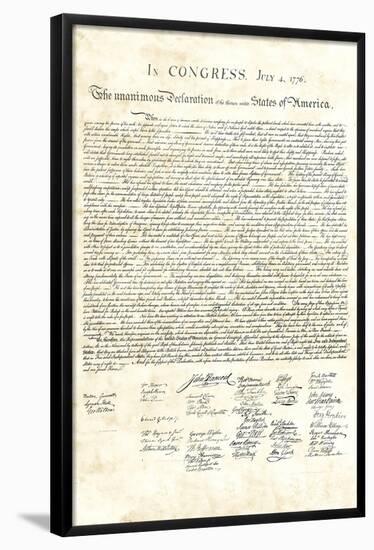 Declaration of Independence Authentic Reproduction Sepia Art Poster Print-null-Framed Poster