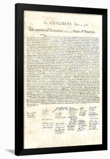 Declaration of Independence Authentic Reproduction Sepia Art Poster Print-null-Framed Poster