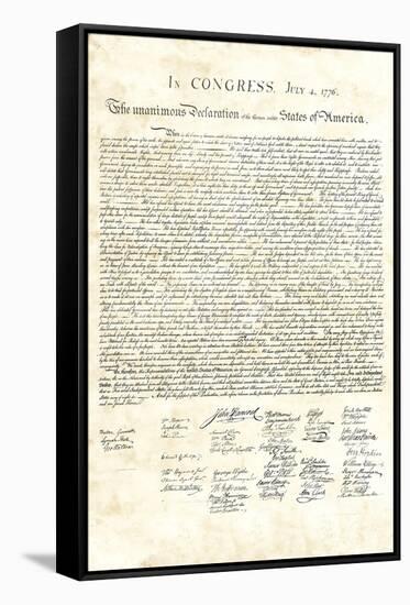 Declaration of Independence Authentic Reproduction Sepia Art Poster Print-null-Framed Stretched Canvas