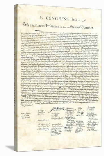 Declaration of Independence Authentic Reproduction Sepia Art Poster Print-null-Stretched Canvas