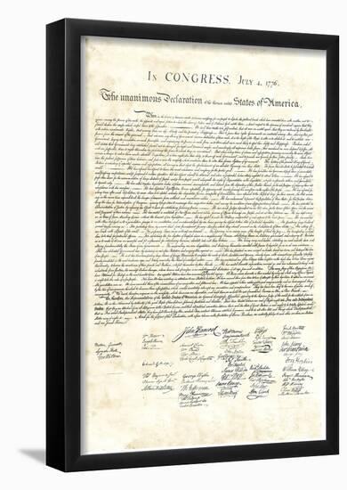 Declaration of Independence Authentic Reproduction Sepia-null-Framed Poster