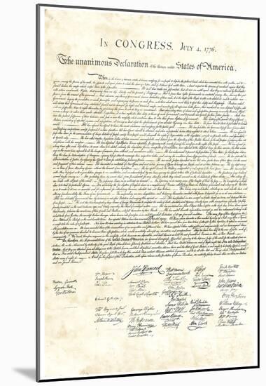 Declaration of Independence Authentic Reproduction Sepia-null-Mounted Poster