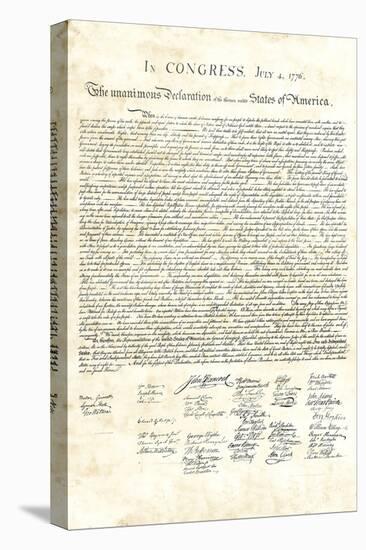 Declaration of Independence Authentic Reproduction Sepia-null-Stretched Canvas