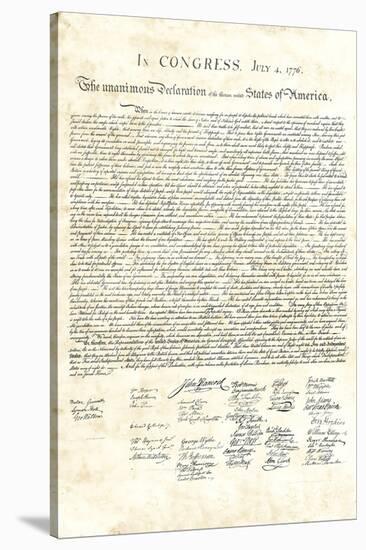 Declaration of Independence Authentic Reproduction Sepia-null-Stretched Canvas