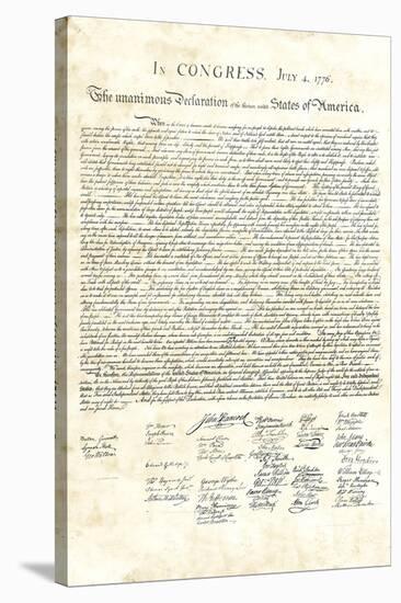 Declaration of Independence Authentic Reproduction Sepia-null-Stretched Canvas