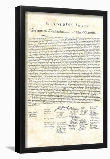 Declaration of Independence Authentic Reproduction Sepia-null-Framed Poster