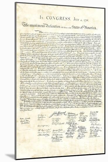 Declaration of Independence Authentic Reproduction Sepia-null-Mounted Poster