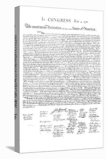 Declaration of Independence Authentic Reproduction White Art Poster Print-null-Stretched Canvas