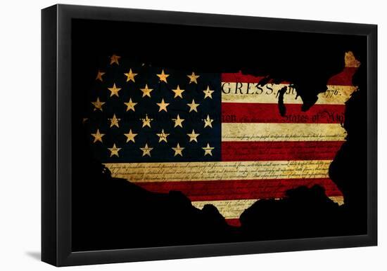 Declaration of Independence Grunge America Map Flag-Veneratio-Framed Poster