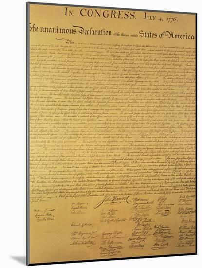 Declaration of Independence of the 13 United States of America of 1776, 1823 (Copper Engraving)-null-Mounted Giclee Print