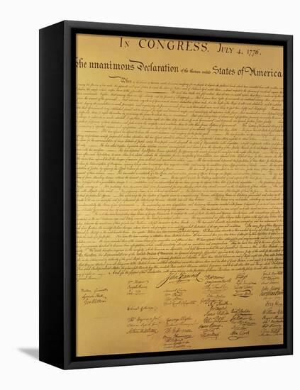 Declaration of Independence of the 13 United States of America of 1776, 1823 (Copper Engraving)-null-Framed Stretched Canvas