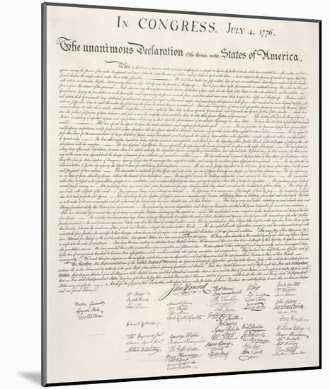 Declaration of Independence United States of America Art Poster Print-null-Mounted Poster