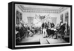 Declaration of Independence-Currier & Ives-Framed Stretched Canvas