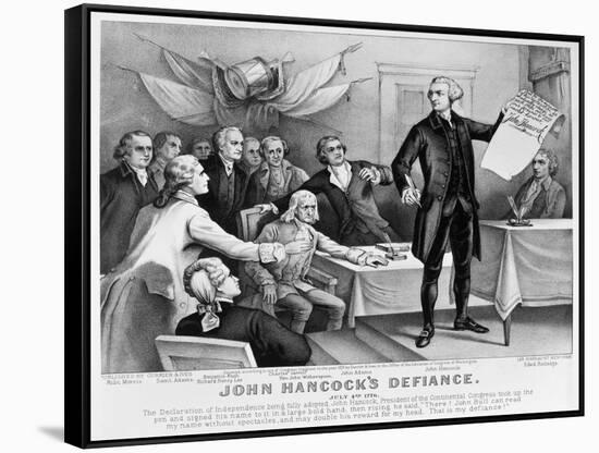 Declaration of Independence-Currier & Ives-Framed Stretched Canvas