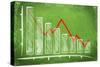 Declining Bar Chart Drawn on a Green Chalkboard-Viorel Sima-Stretched Canvas