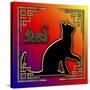 Deco Cats 3 Frame 2-Art Deco Designs-Stretched Canvas