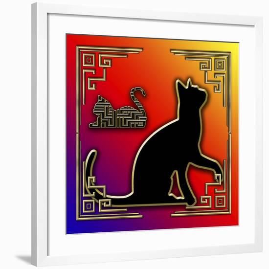 Deco Cats 3 Frame 2-Art Deco Designs-Framed Giclee Print