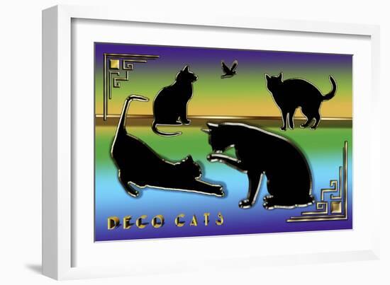 Deco Cats One Frame 2-Art Deco Designs-Framed Giclee Print