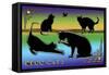 Deco Cats One Frame 2-Art Deco Designs-Framed Stretched Canvas