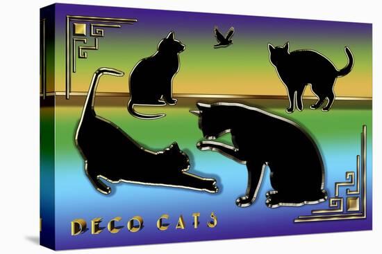 Deco Cats One Frame 2-Art Deco Designs-Stretched Canvas